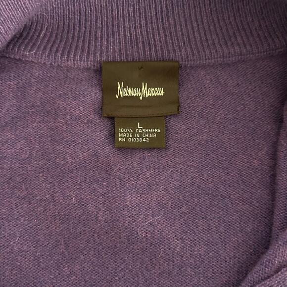 Neiman Marcus Sweater 100% Cashmere Women Purple SZL 1/4 Zip Comfortcore Comfy - Picture 6 of 9